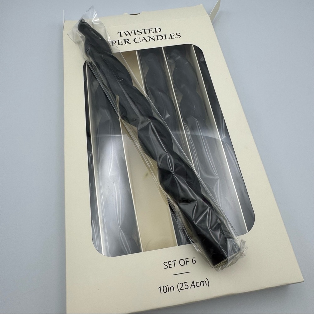 Candlesticks Spiral Taper Candle 6 pcs BLACK Candle Sticks Short Twisted Candle